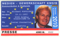 Dr. Michael Populorum Europ�ischer Presseausweis 2010